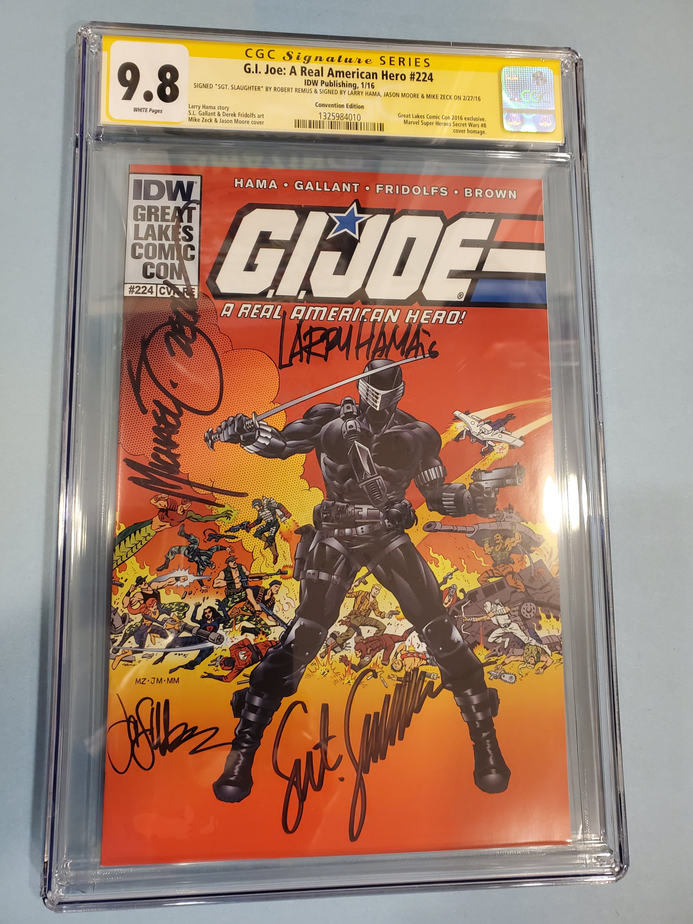 GI Joe #224 CGC 9.8 Quad Signed by Mike Zeck, Larry Hama, Jason